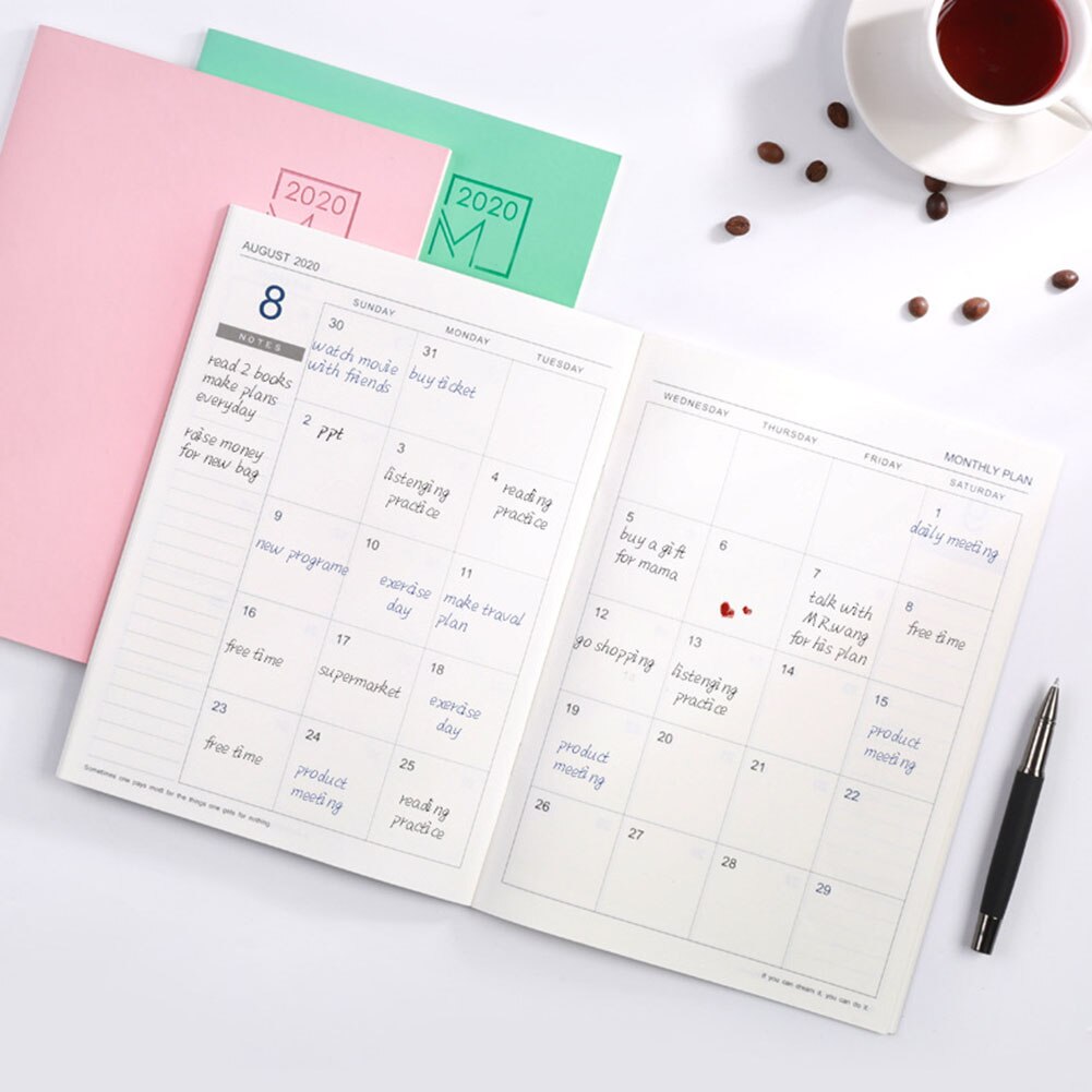 Notebook Agenda Planner Diary Meeting Book Girl School Stationery Monthly Plan Supplies PUO88