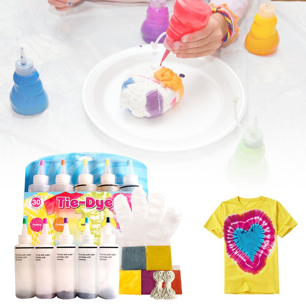 5 flasker tulipan permanent et-trins tie-dye kit diy tøj graffiti farvestof til stof tekstil håndværk kunst tøj solo projekter farvestof