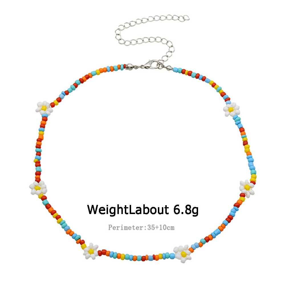 Nowa wiosna kolorowe małe koraliki naszyjnik dla kobiet moda Handmade Daisy z kwiatami i koralikami Chokers naszyjniki biżuteria Boho