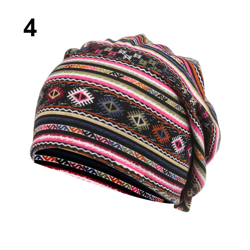 1Pc Baumwolle frauen ausgebeult Slouchy Mütze Hütte Sport lässig Headwear Haar Verlust Kopftuch Krebs Chemo Kappen Drucken kopf wickeln: 4