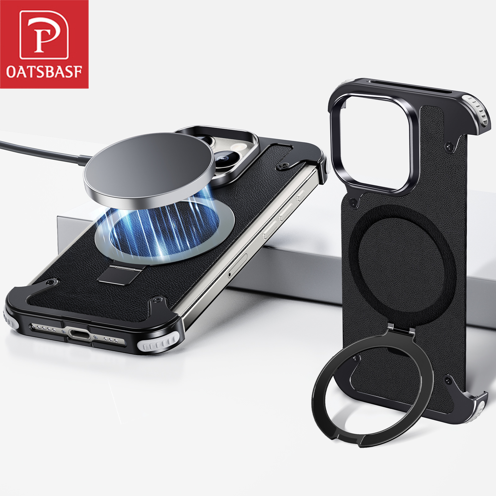 Oatsbasf Magsafe Telefoonhoesje Voor Iphone 13pro/Pro Max W/Vinger Ringhouder Anti-Botsing Lichtgewicht Telefoon Volledige Dekking