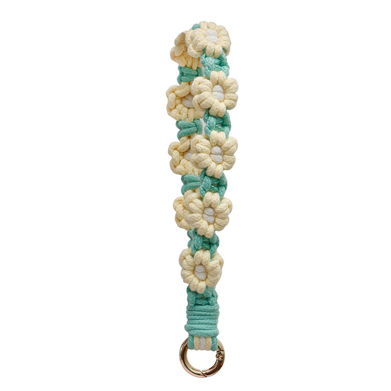 Cordão de Flor de Margarida em Crochê, Alça de Pulso Antiperda para Telefone, Mulheres e Meninas, Pingentes para Bolsa Feitos à Mão, Porta-chaves, Presentes
