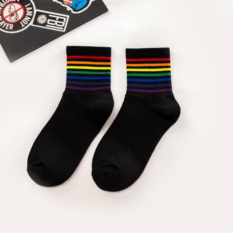 Autumn and Winter Cotton Socks Colorful Stripes for Ladies Female Leisure Comfortable Rainbow Socks Women: 05