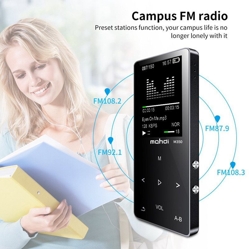 Metalen bluetooth sport  mp3 speler draagbare  o 8gb met ingebouwde luidspreker fm radio ape flac muziekspeler