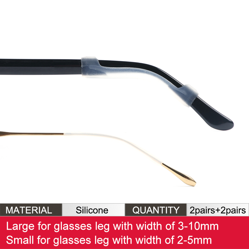 Soft Silicone Eyeglasses Temple Tips Sleeve Retainer,Anti-Slip Elastic Comfort Glasses Retainers For Spectacle Sunglasses: L-White-2 S-White-2
