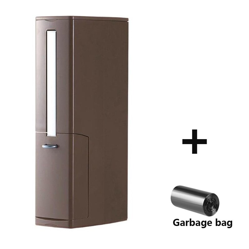 UNTIOR 3 in1 Narrow Trash Can Plastic Waste Bin with Toilet Brush Garbage Bucket Dustbin Kitchen Bathroom Cleaning Trash Bin: Set2