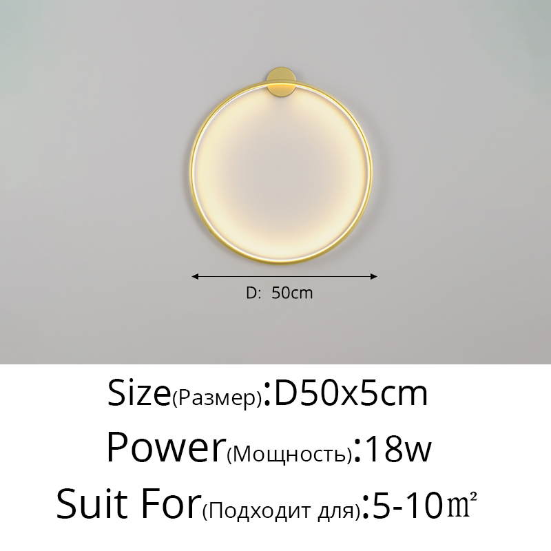 Lámparas de decoración de fondo circulares simples, nuevas luces LED modernas para pared, sala de estar, dormitorio, cabecera, pasillo, iluminación interior: <2.700 K / Champán