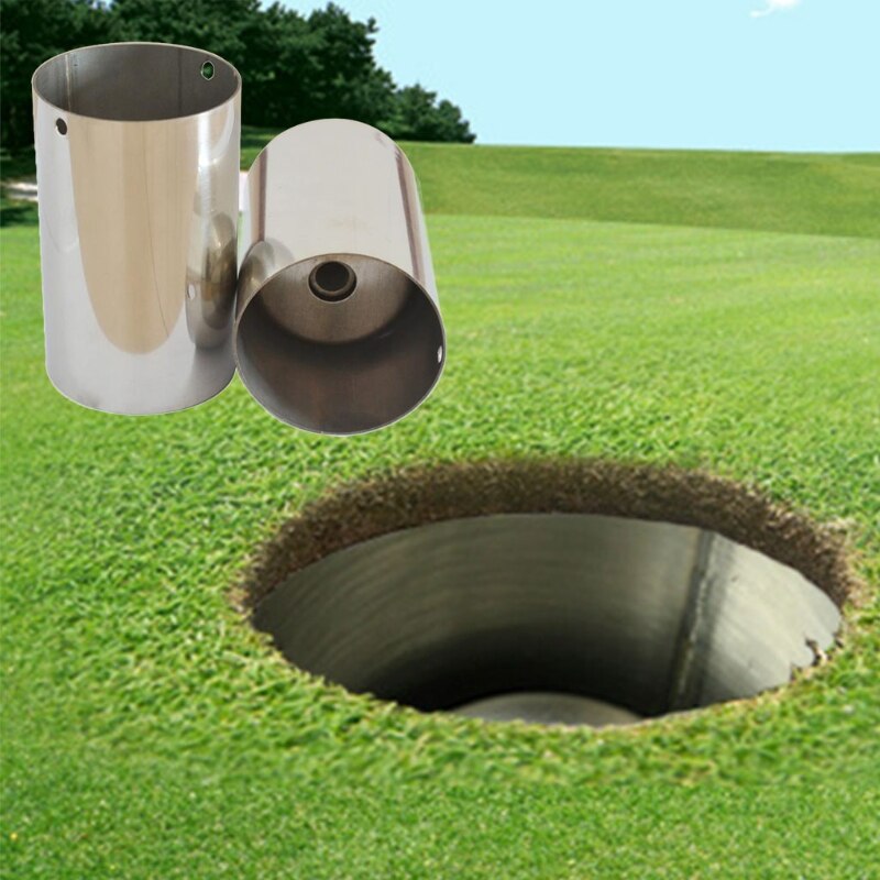 Indoor Practice Golf Hole Cup Premium Stainless Steel Flagpole Hole Protect Green Hole Training Aids for Practice Stick