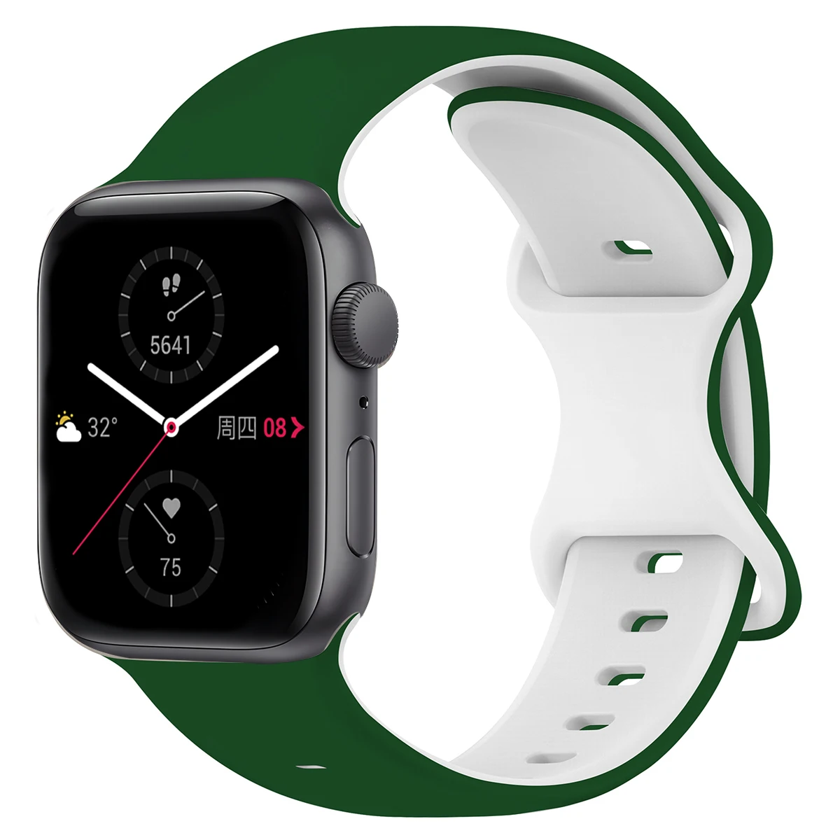 Tofarget sportssilikonrem til apple watch ultra 2 49mm 46mm 45mm 44mm 42mm rem til iwatch series 10 9 8 7 6 5 4 klokkerem: Xxl / Rosa grønn