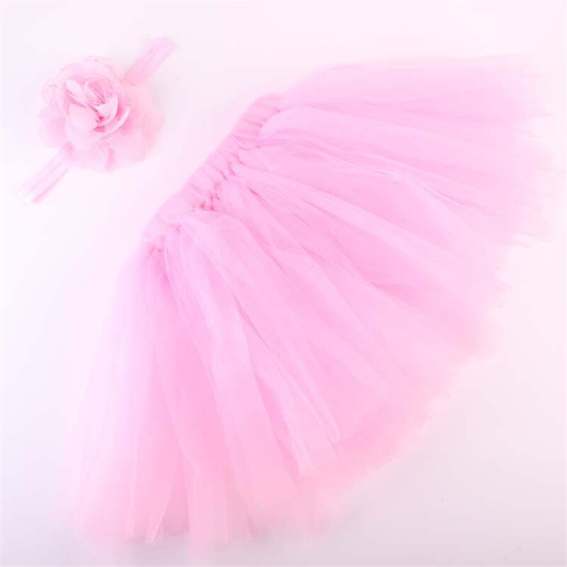 Jupe Tutu de couleur unie pour bébés filles | Jupes en dentelle pour nourrissons, Costumes de photos de fête avec bandeau à fleurs, jupe en maille