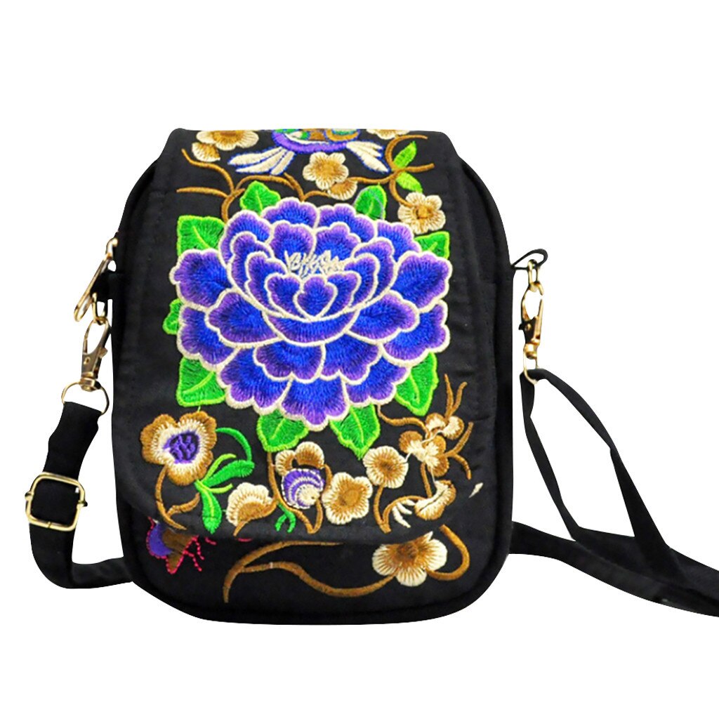 Dam vintage axelväska broderi boho tote messenger nationell stil etnisk tofs tote messenger bag hippie crossbody #yj: B