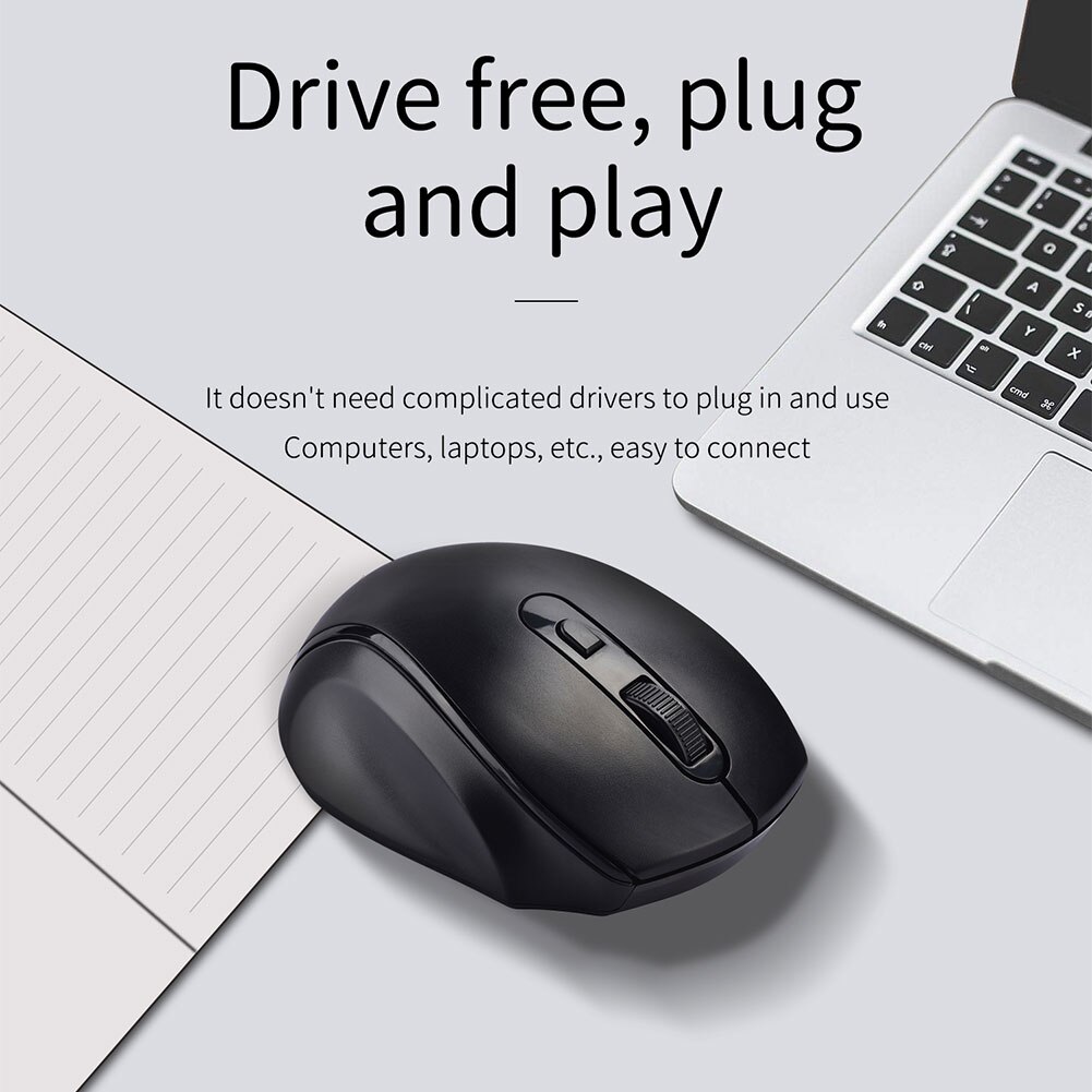 2.4GHz USB Silent Wireless USB Computer Mouse 1600DPI Ergonomic Home Office Mice 6 Buttons for Laptop Ergonomic PC Computer