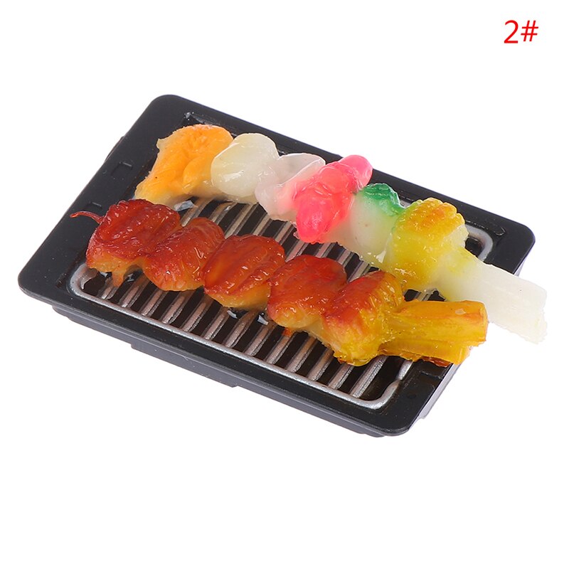Mini Pretend Food Simulation BBQ Miniature Black BBQ Grill Garden Outdoor Accessory For Doll House Kitchen Decoration Toys