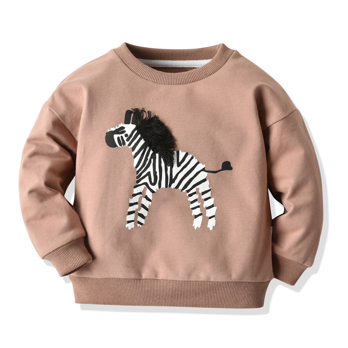 Kleinkind Zebra Elefanten aufbringen T-Shirt Kleinkind Langarm Rundhals zur Seite fahren Baby Mädchen verlieren Hoodies Sweatshirts: staubig Rose / 12m