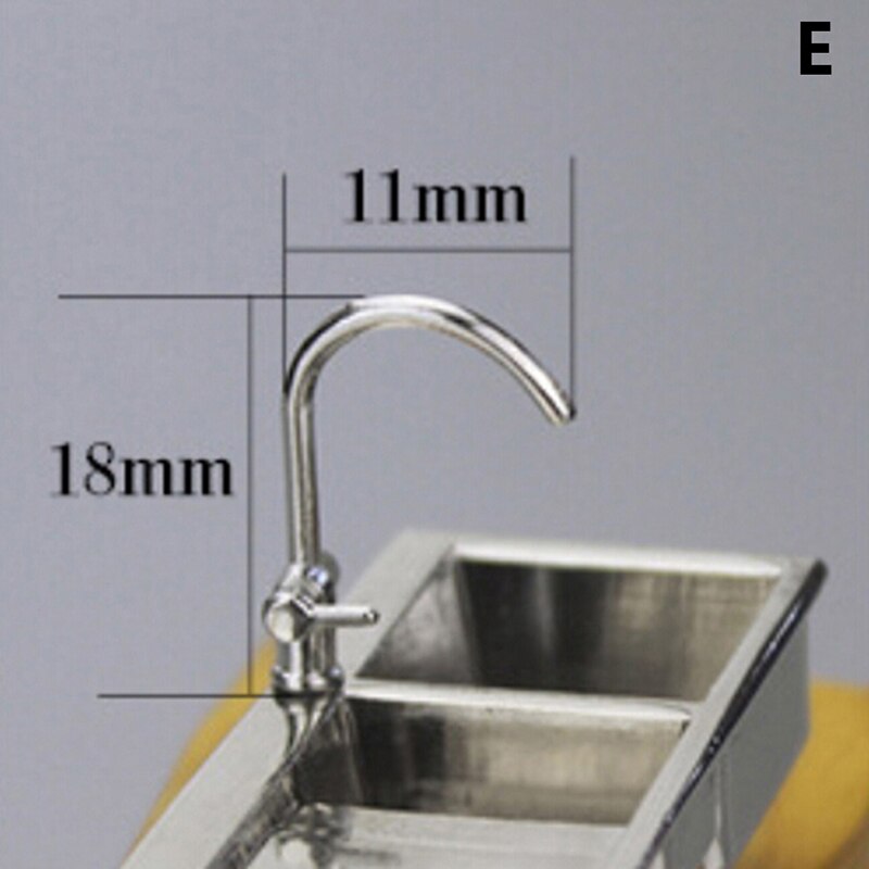 1/12 Dollhouse Mini Bad Kraan Simulatie Water Tap Model Meubels Speelgoed voor Poppenhuis Decoratie Miniatuur Accessoires: E