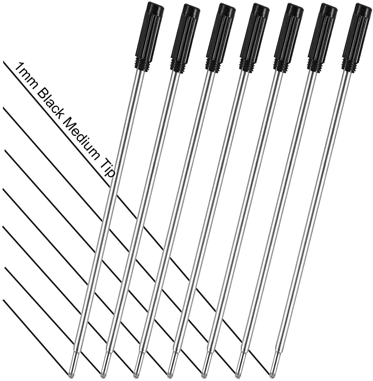 Black Ink Refills (10pcs), Replaceable Pens Refills, 1mm Medium Tip - Black
