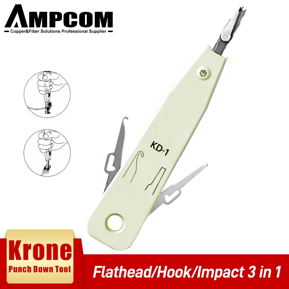 AMPCOM Krone Punch Down Tool, Multifunction Krone KD-1 Type IDC/Network Wire Cat5e and Telephone Impact Terminal Insertion Tools