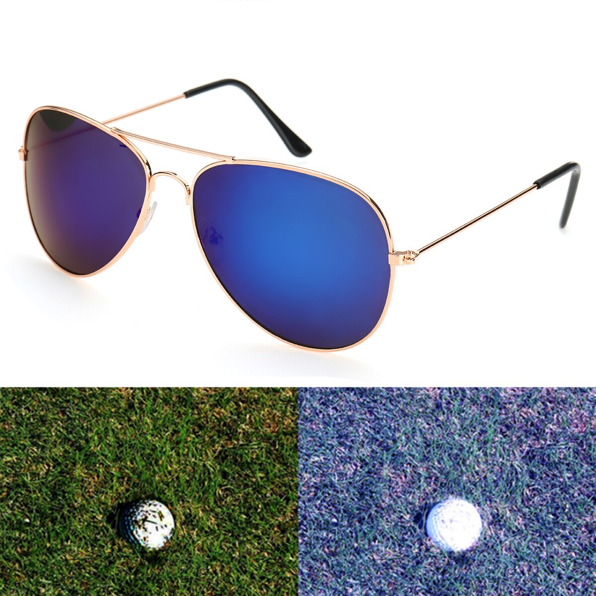 Gafas de sol Retro para hombre, buscador de pelotas de Golf y pesca, anteojos protección para la vista, accesorios de Golf, lentes azules, gafas deportivas