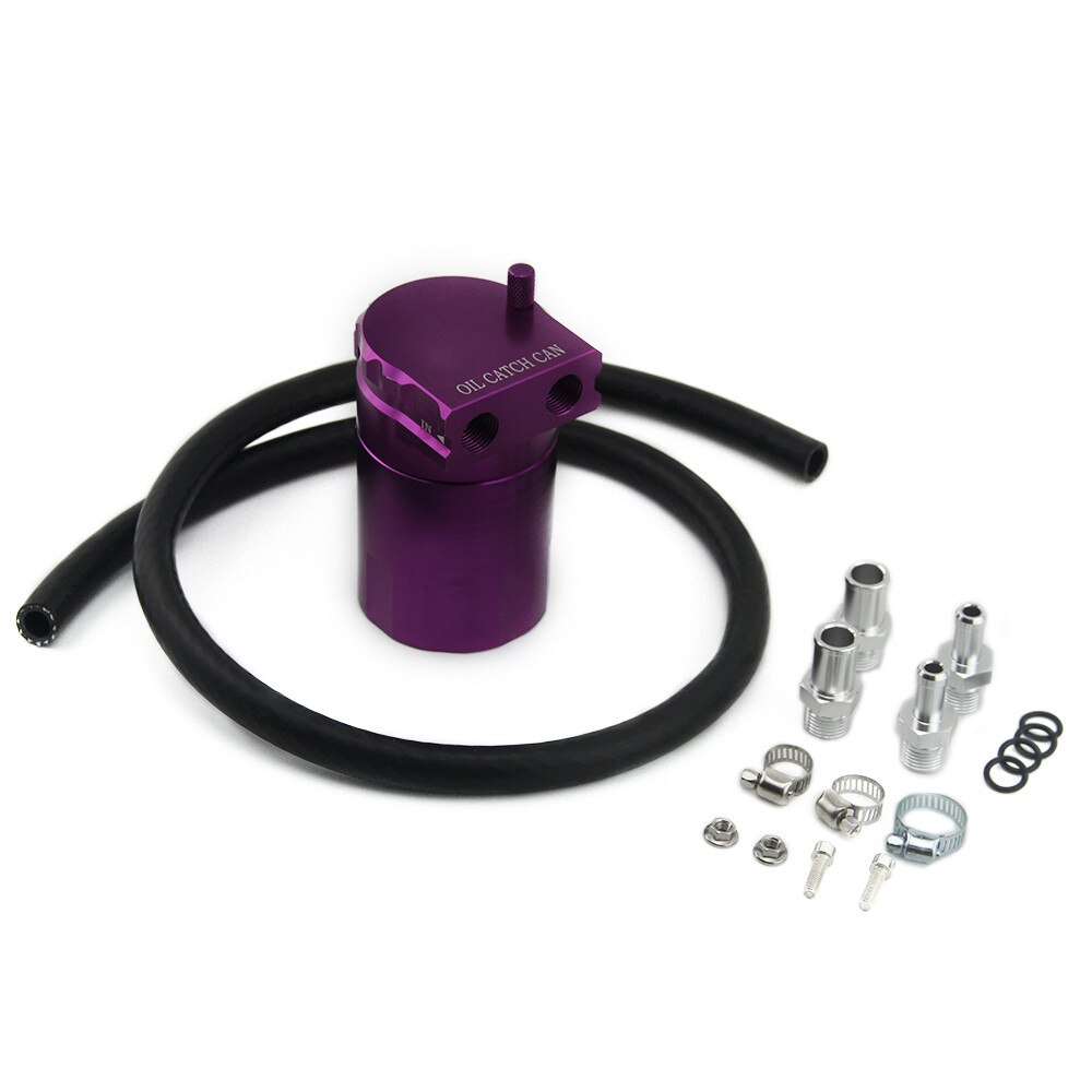 Car Styling Universal Oil Catch Tank Can Auto Aluminum Fuel Reservoir Oil Catch Can with Black Vacumm Hose: purple
