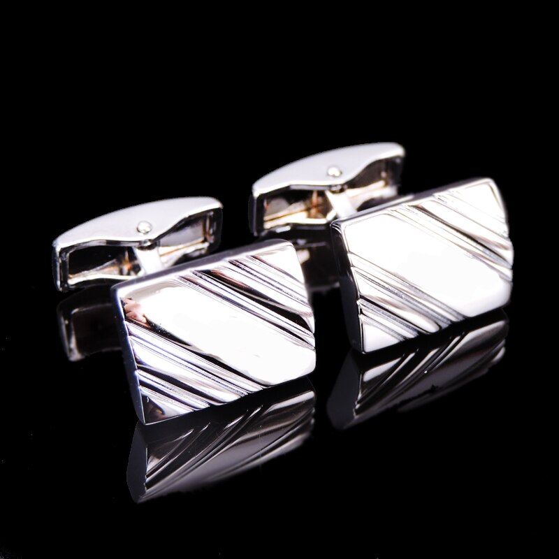 Silvery slant Stripe Men's French shirt Cufflinks