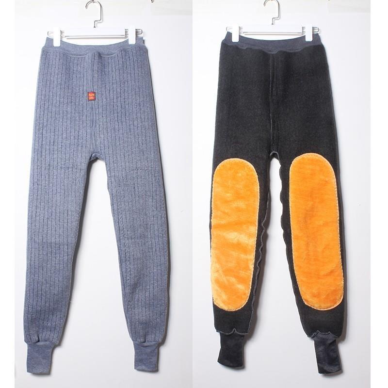 Inverno quente térmica underwear bottoms leggings calças térmicas masculinas de lã de algodão grosso calças íntimas masculinas quentes na altura do joelho