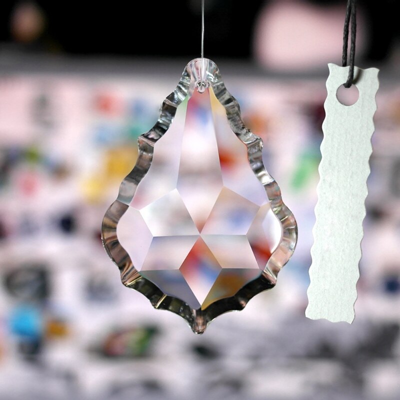 38mm Maple Leaf Crystal Pendant, Optical Crystal Prism, Transparent Glass Bead, Fluorescent Lamp, Decorative Chandelier, Crystal