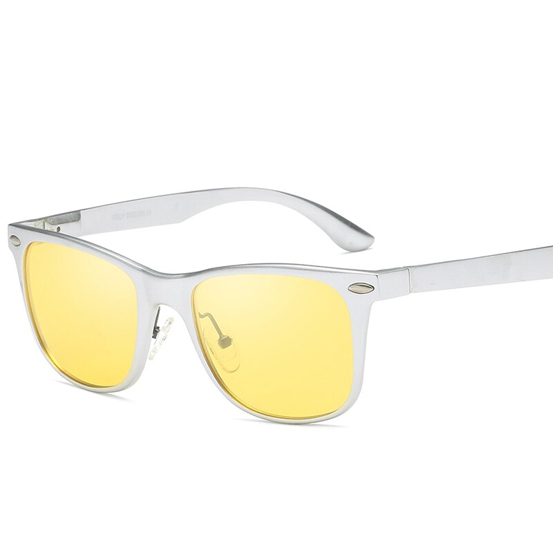YSO moda donna occhiali per la visione notturna uomo lenti gialle occhiali per la visione notturna polarizzati per la guida di auto occhiali antiriflesso 8559: argento-giallo