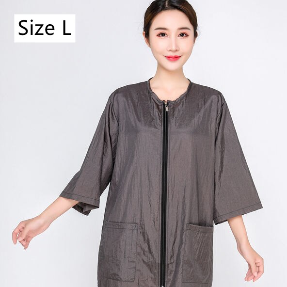 Thin Pet Groomer Work Clothes Not Stick Hair Barber Hairdresser Haircut Overalls Breathable Slightly Waterproof Uniform Y0708: Gray half sleeve