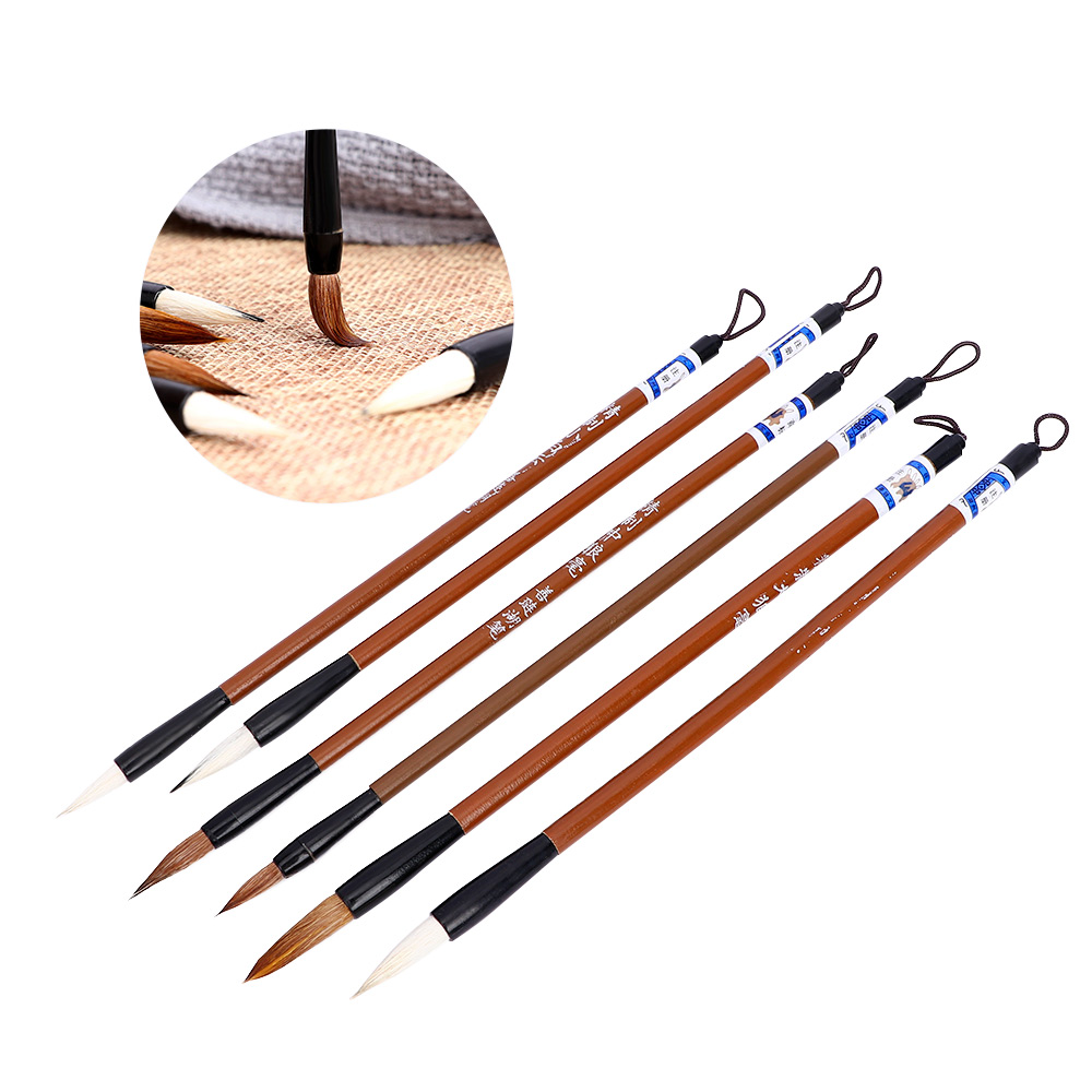 1 Set Traditional Chinese Calligraphy Brushes White Clouds Bamboo Wolf's Hair Writing Brush Calligraphy Painting Writing Brushes: A