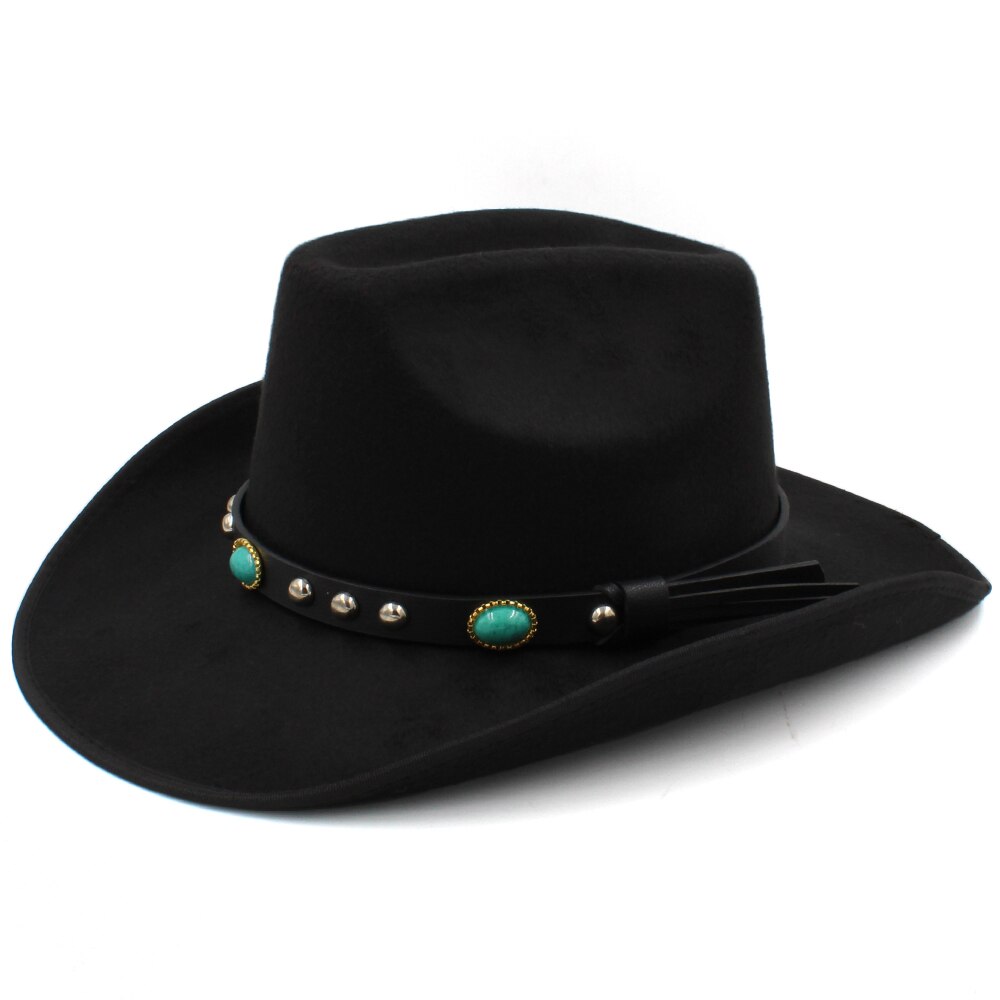 Männer Frauen Wolle Western Cowboy Hüte Breiter Krempe Sonnenhüte Party Reisen Sombrero draussen Kappen Klassische retro UNS Größe 7 1/4 UK L