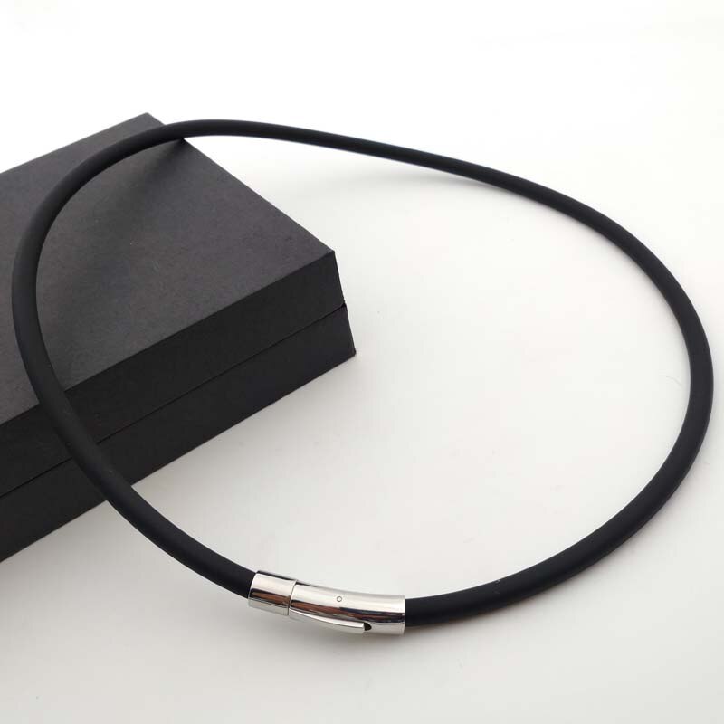 stainless steel magnetic buckle multi-color silicon rubber energy necklace for magnetic therapy and the necklace