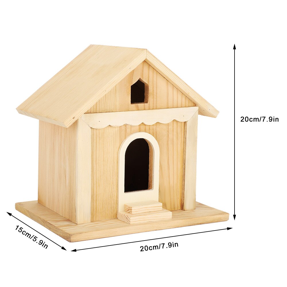 Pet Bird House Wooden Bird House DIY Hand-made Parrots Bird Nesting Box Outdoor Bird Feeder Garden Decorative