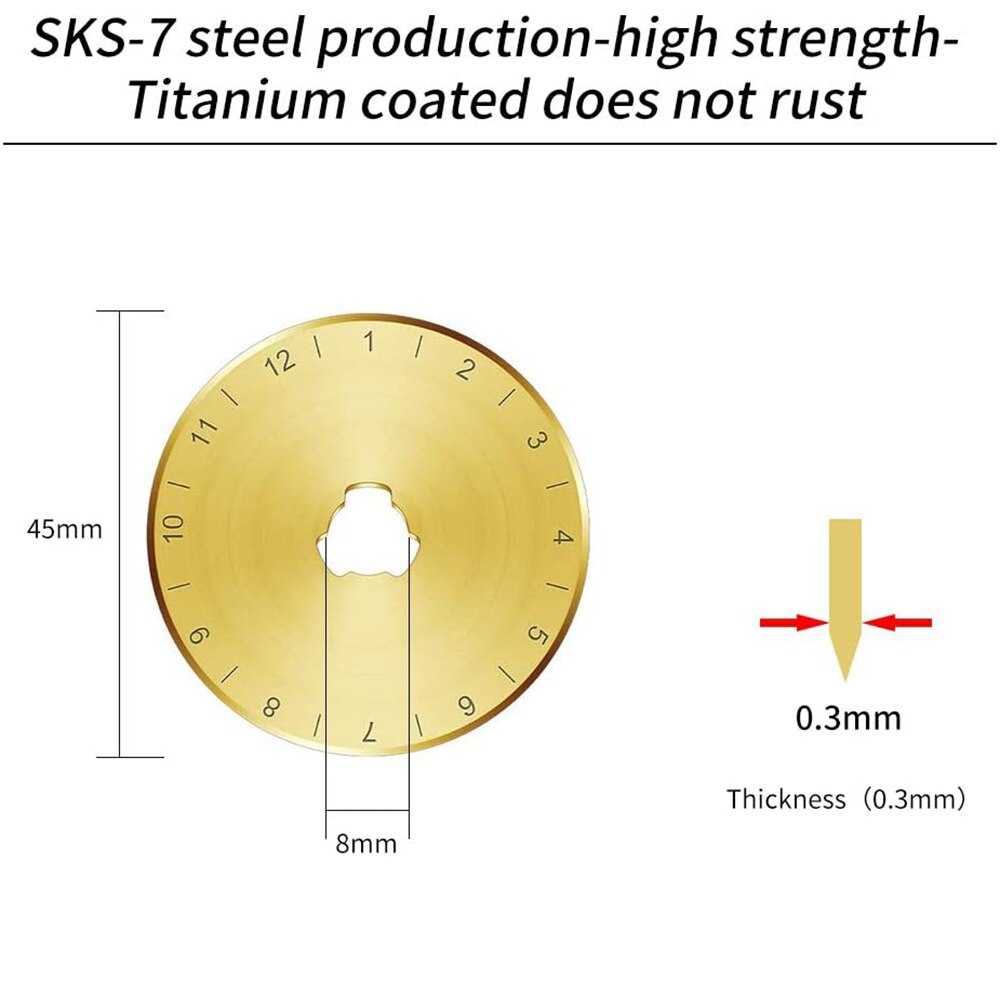 Titanium SKS-7 Rotary Cutter Blades 45mm Replacement Blades with Storage Case for Quilting Scrapbooking DIY Sewing Art Crafts