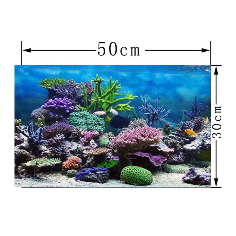 Aquarium Background Static Cling Green Tree Tropical Reptile Background 3D Effect PVC Adhesive Poster Aquarium Poster: 10-50X30