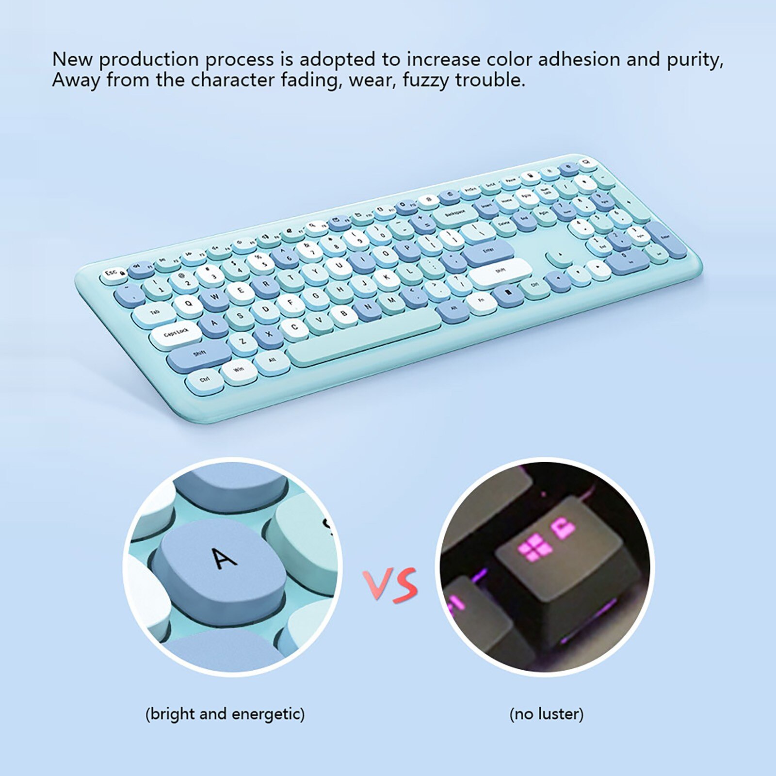 2.4GHz Wireless Keyboard and Mouse Combo, Pink Wireless Keyboard setRetro Full Size & Cute Wireless Mouse for Computer PC Laptop