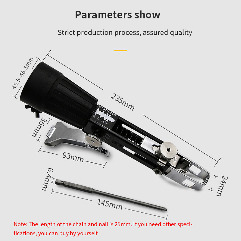 Keten Nail Adapter Thuis Professionele Elektrische Houtbewerking Met Schroeven Chain Nail Adapter Power Boor Attachment Rvs