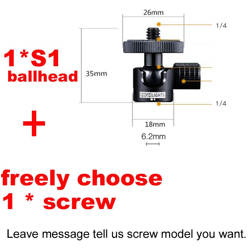 1/4 to 3/8 schroef snelspanadapter montage basis statief centrale as centrale buis lagerplaat en kogelkop verbinden monopod: 1 s1 balhoofd 1 z