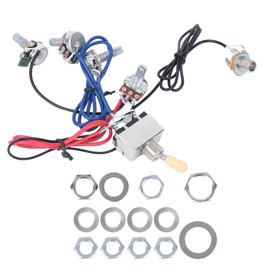 Guitar Wiring Harness Kit Prewired Harness 3 Way Switch 2V2T1J for Electric Guitar Wire Accessories: YELLOW