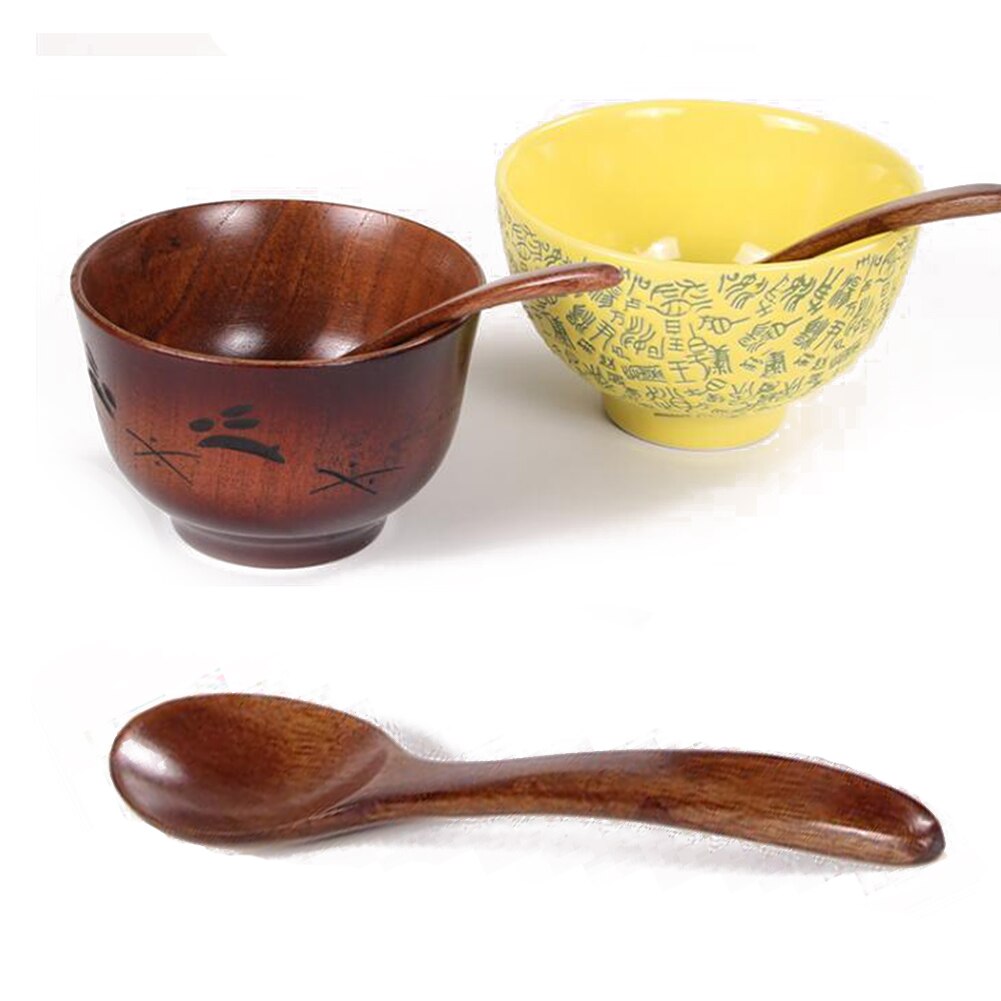 14cm Japanese Wooden Spoon Tableware Edible Stirring And Stirring Cooking Tool Long Handle Spoon With Kitchen Cooking Utensils