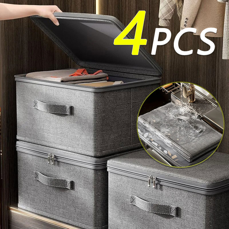 Clothes storage box with zipper Large Capacity Folding Clothes Quilts Organizer Bag Wardrobe Organizer Underwear Storage Box