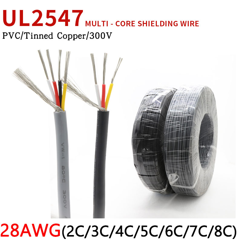 28 awg  ul2547 skjermet ledning 2 3 4 5 6 7 8 kjerner pvc isolert kanalforsterker lydsignalkabel fortinnet kobber kontrolllinje
