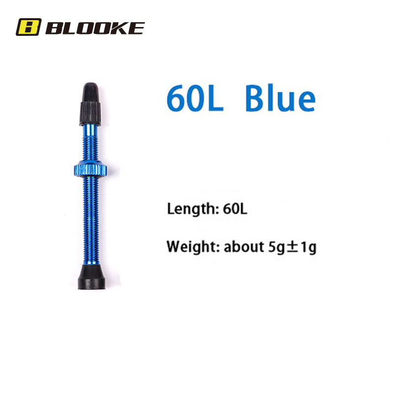 BLOOKE 34/46/60/80MM EPDM Rubber and Alloy Material Bicycle French F/V Tubeless Tire Valve Suitable For Road Bike MTB: 60L Blue