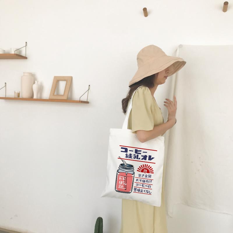 Vrouwen Canvas Schouder Draagtas Chic Aardbei Gedrukt Boodschappentassen Vrouwelijke Handtas Herbruikbare Shopper Tote Bag