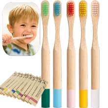 5Pcs Kinderen Kleurrijke Tandenborstel Natuurlijke Bamboe Tandenborstel Set Zachte Haren Houtskool Tanden Eco Bamboe Tandenborstels Tandheelkundige