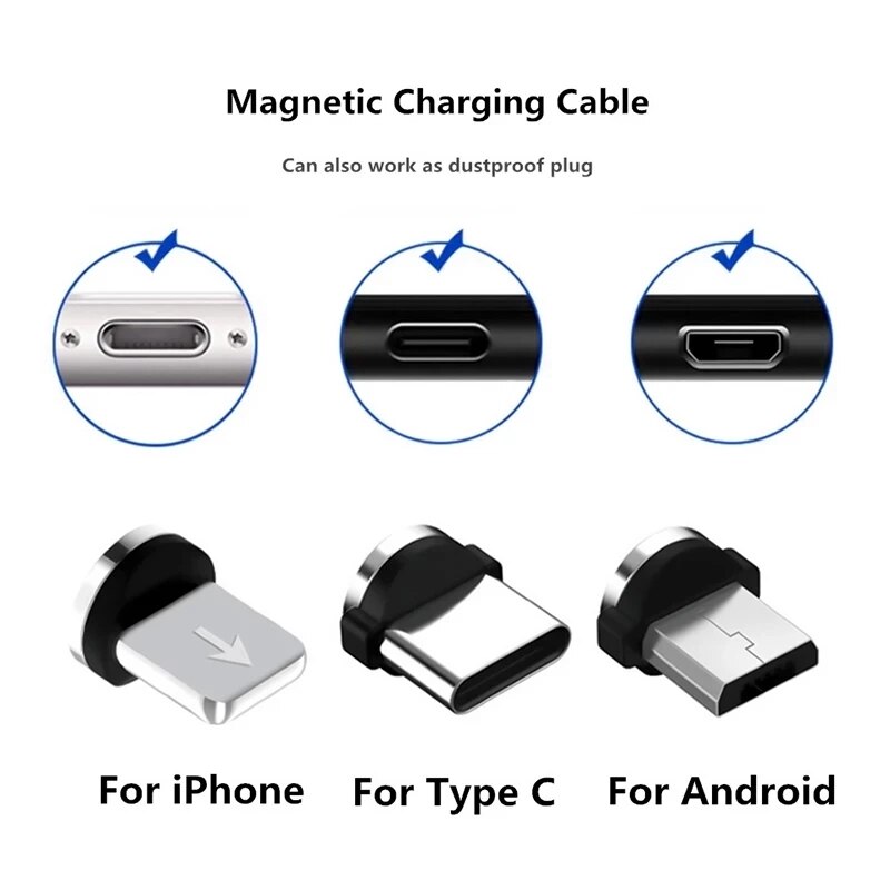 Ronde Magnetische Kabel Plug Type C Micro Usb C Stekkers Snelle Oplaadkabel Adapter Telefoon Micro Usb Type-C magneet Charger Plug
