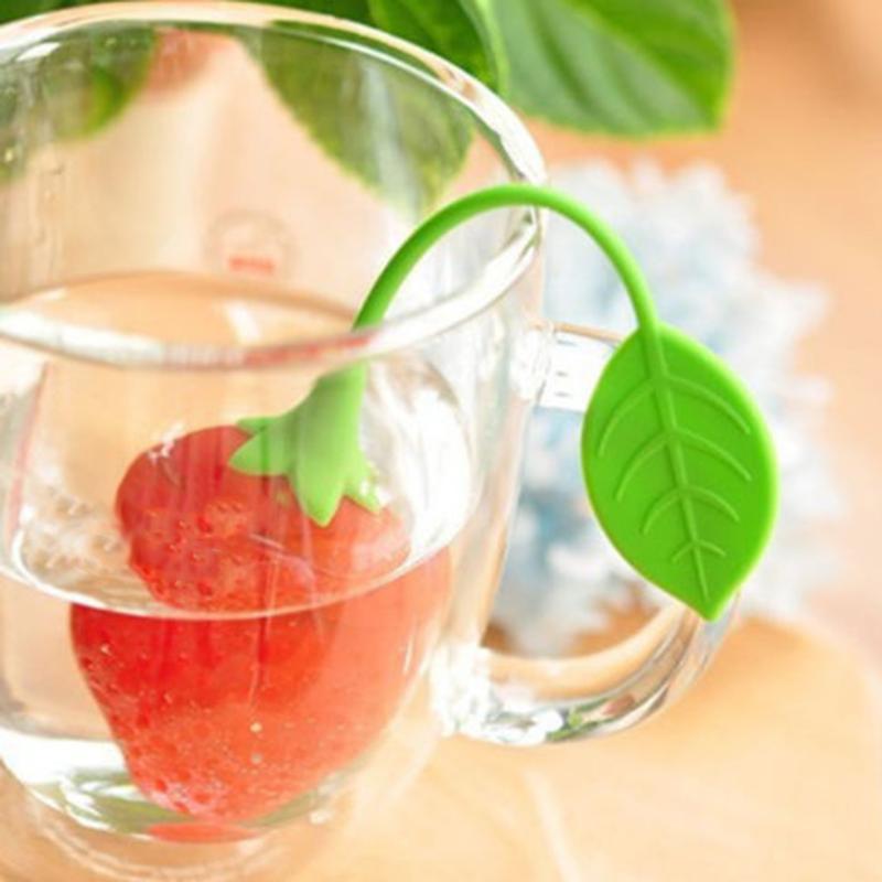 Silicone morango solto erval spice infuser filtro difusor folha de chá filtro morango silicone saquinho chá utensílios doméstico