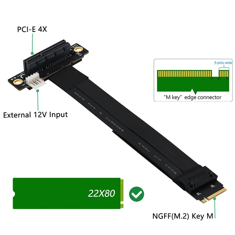 Hohe Geschwindigkeit M.2 NGFF NVMe Schlüssel M zu PCIe 3,0 X4 Steigleitung Karte PCI äußern