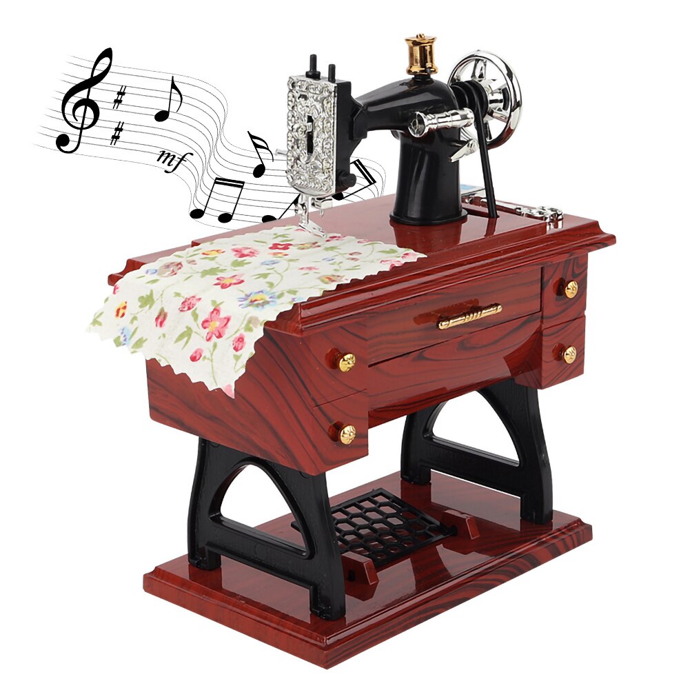 Music Box Sewing Machine Music Box European Crafts Retro Toy Sewing Clockwork Home Crafts Decoration Birthday