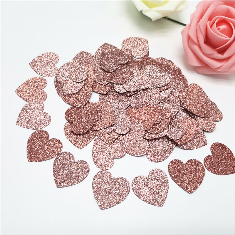 100pcs 3cm Glitter Rose Gold Card Paper Confetti Wedding Round/Heart/Star Confettis Birthday Party Supplies Baby Shower Decor: Las01 Heart