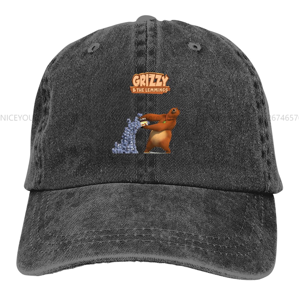 Vasket herre baseballkasket sjove trucker snapback kasketter farhat grizzly og lemmings golfkasket: Sort